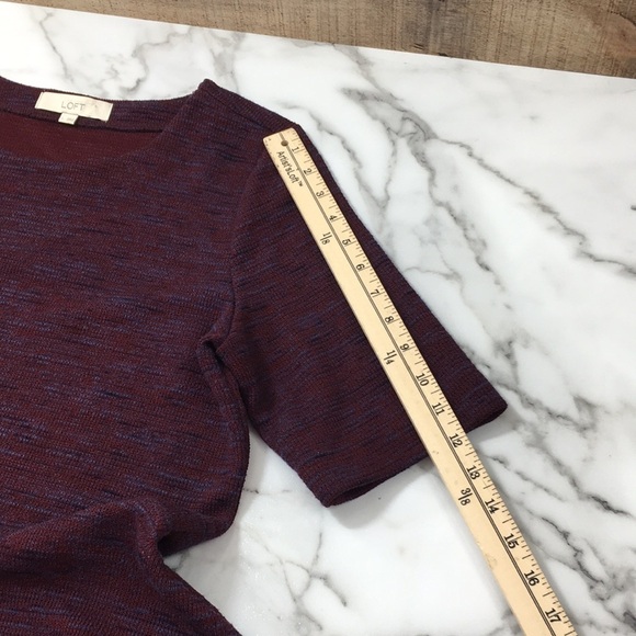 LOFT Maroon‎ Heather Skirt Top Set Womens Large Short Sleeve Peplum Career - Picture 10 of 14